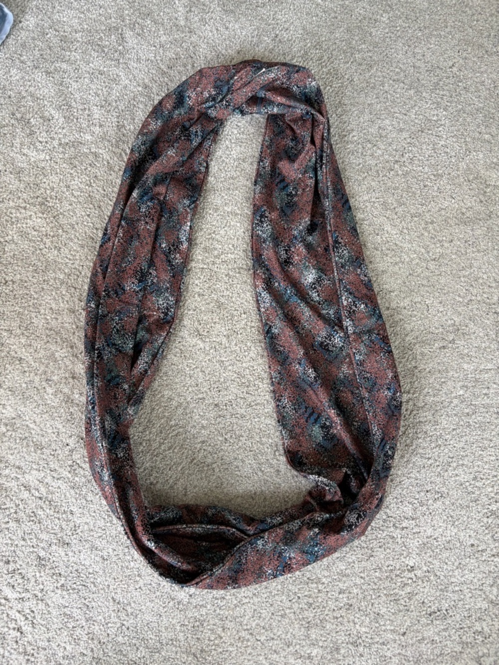 Carve Design Rust and Black Patterned Infinity Scarf - Women's Accessory